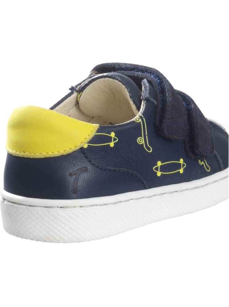 Baskets cuir enfant Happy Bleu marine - Kiabi