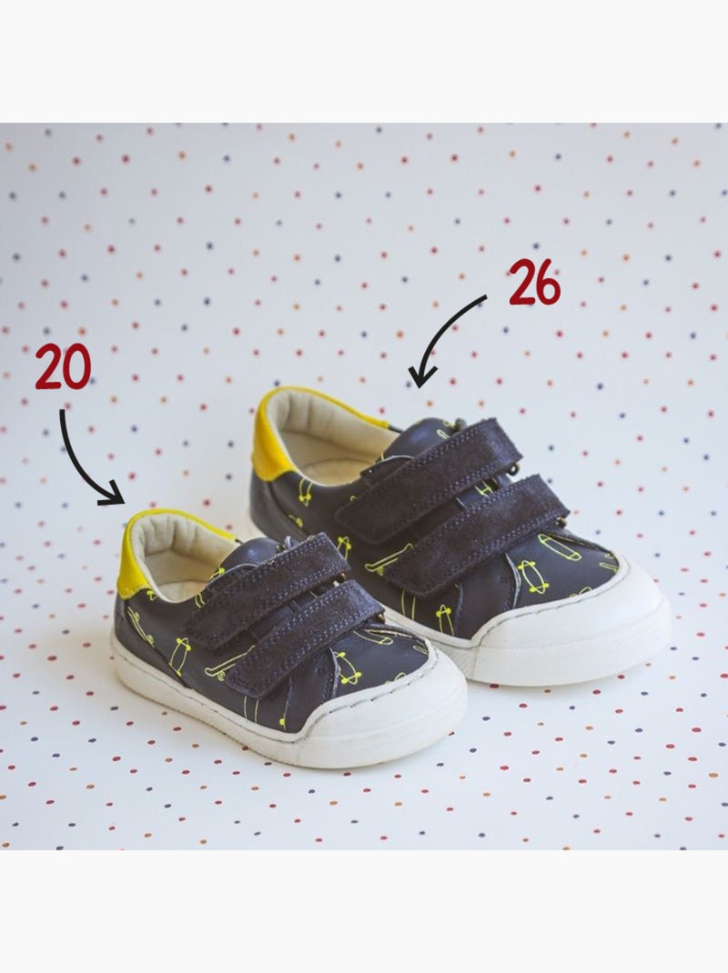 Baskets cuir enfant Happy Bleu marine - Kiabi