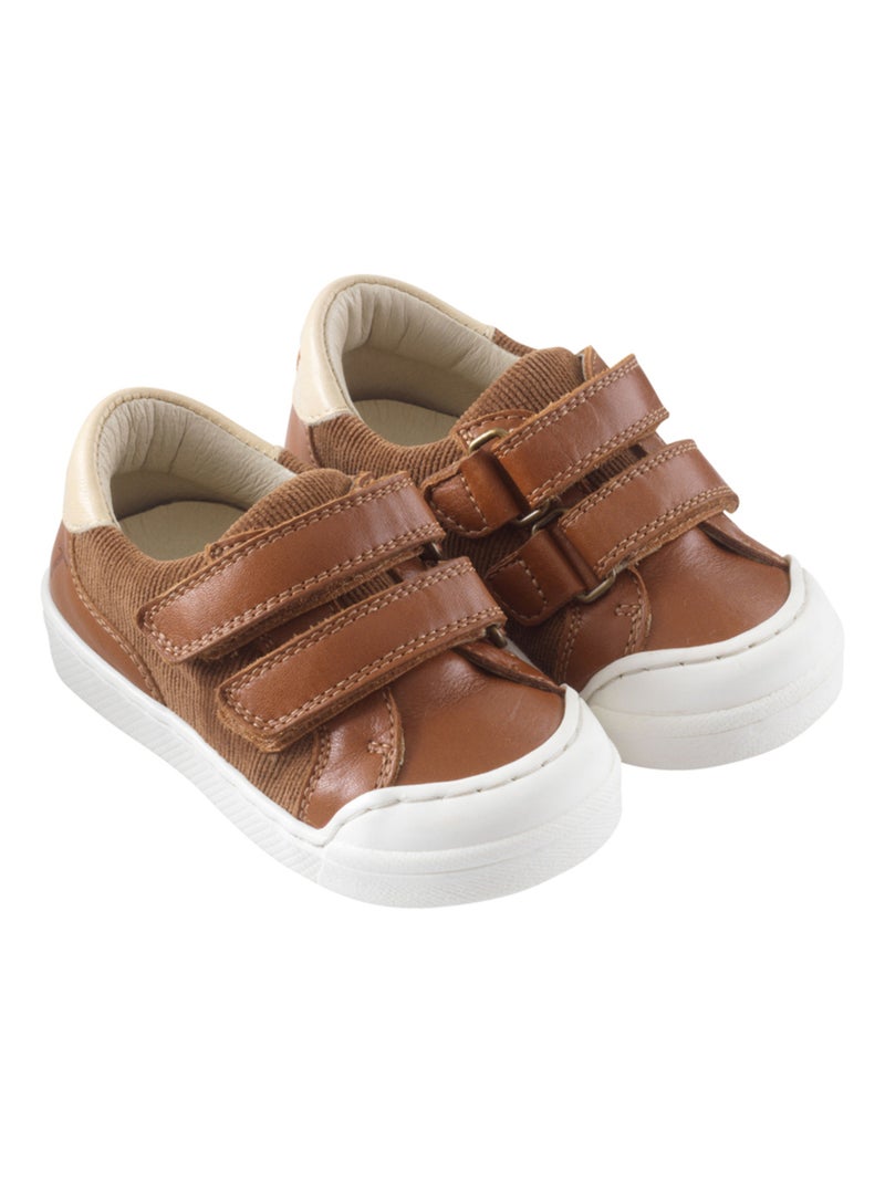Baskets cuir enfant Happy Marron - Kiabi