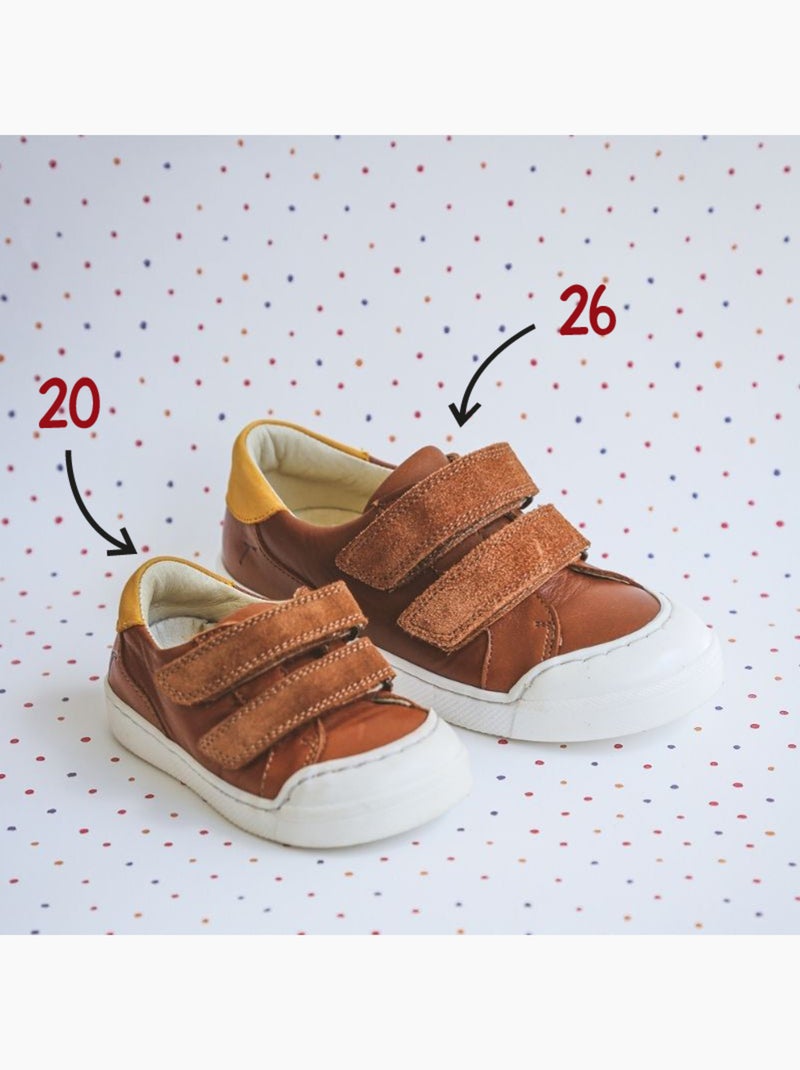 Baskets cuir enfant Happy Marron - Kiabi