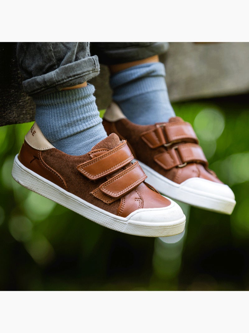 Baskets cuir enfant Happy Marron - Kiabi