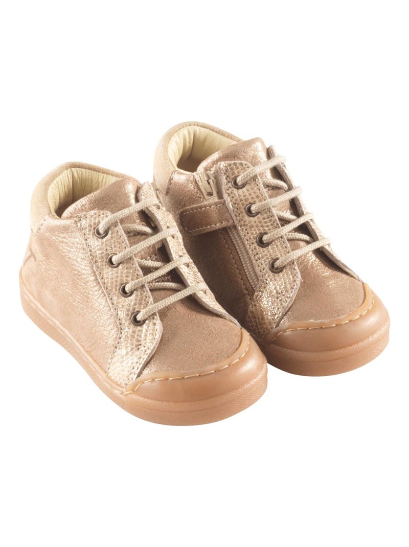 Baskets cuir enfant Lacy Beige - Kiabi