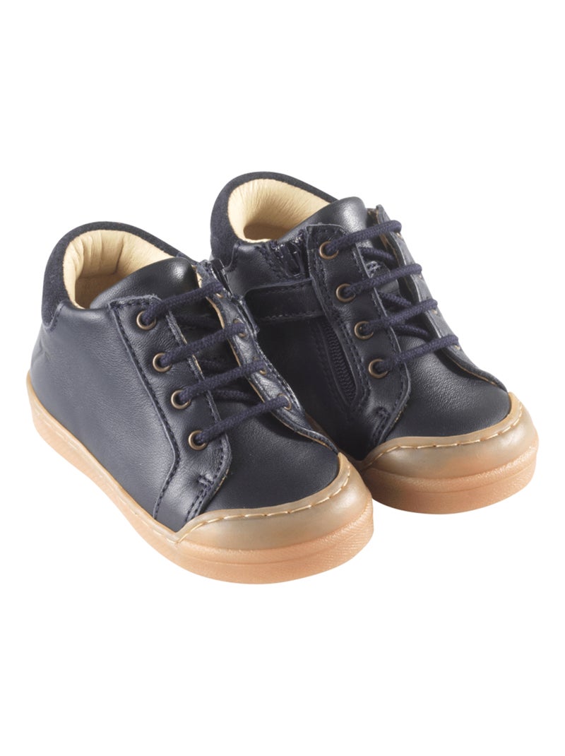 Baskets cuir enfant Lacy Bleu marine - Kiabi