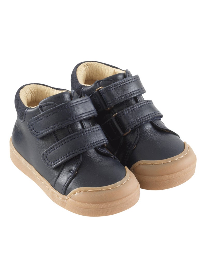 Baskets cuir enfant Scratchy Bleu marine - Kiabi