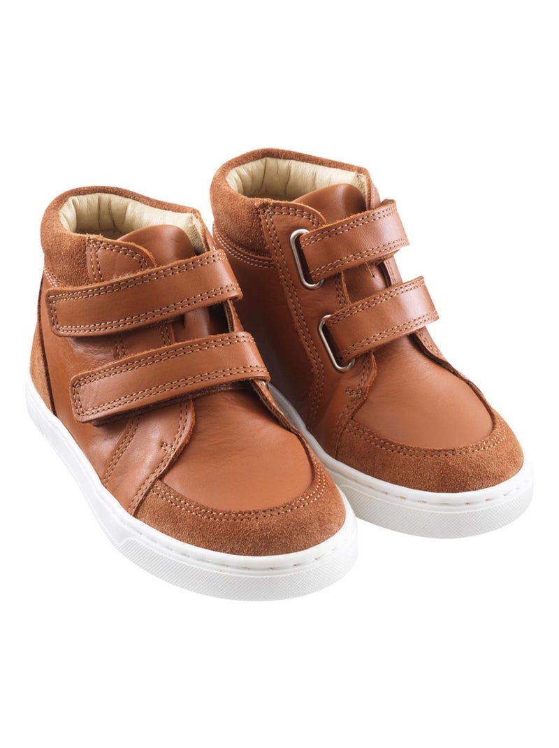 Baskets cuir enfant Sneacky Marron - Kiabi
