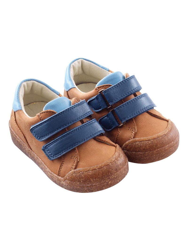 Baskets cuir Happy up Bleu Bleu - Kiabi