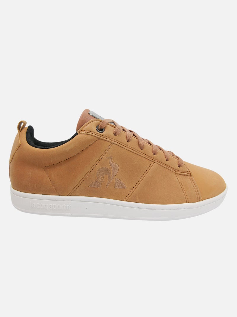 Baskets cuir 'Le Coq Sportif' 'Courtclassic Black Jean' Marron - Kiabi