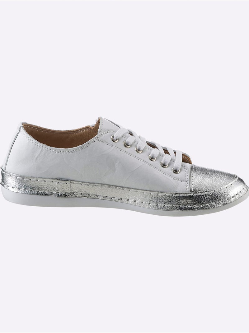 Baskets Cuir Nappa De Vache - Taille Standard - Helline Blanc Argenté - Kiabi