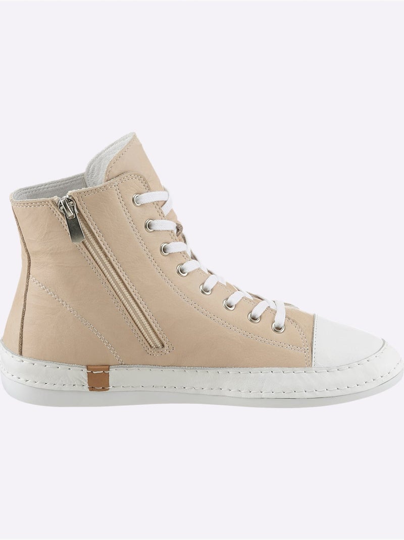 Baskets Cuir Nappa De Vache - Taille Standard - Helline Blanc Blanc - Kiabi