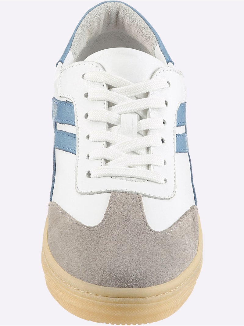 Baskets Cuir Nappa De Vache - Taille Standard - Helline Blanc Bleu - Kiabi