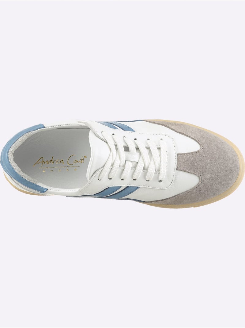 Baskets Cuir Nappa De Vache - Taille Standard - Helline Blanc Bleu - Kiabi