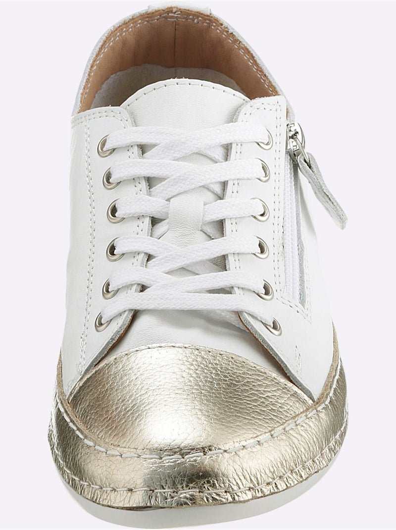 Baskets Cuir Nappa De Vache - Taille Standard - Helline Blanc Doré - Kiabi