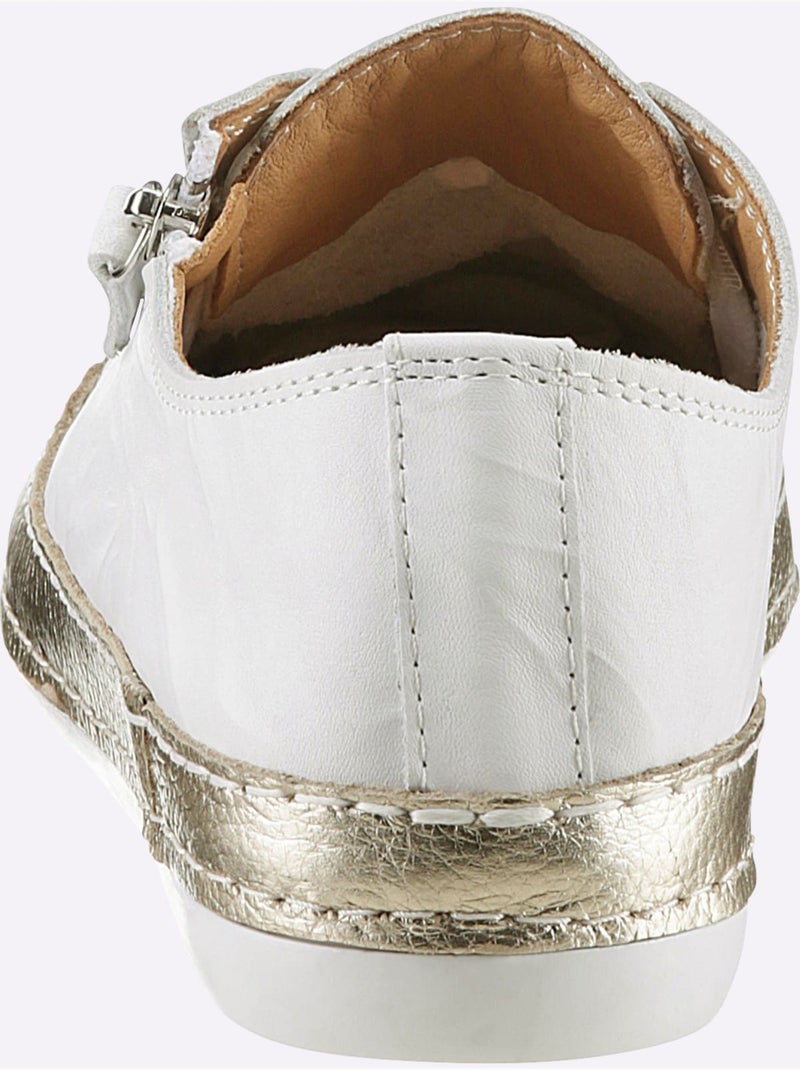 Baskets Cuir Nappa De Vache - Taille Standard - Helline Blanc Doré - Kiabi