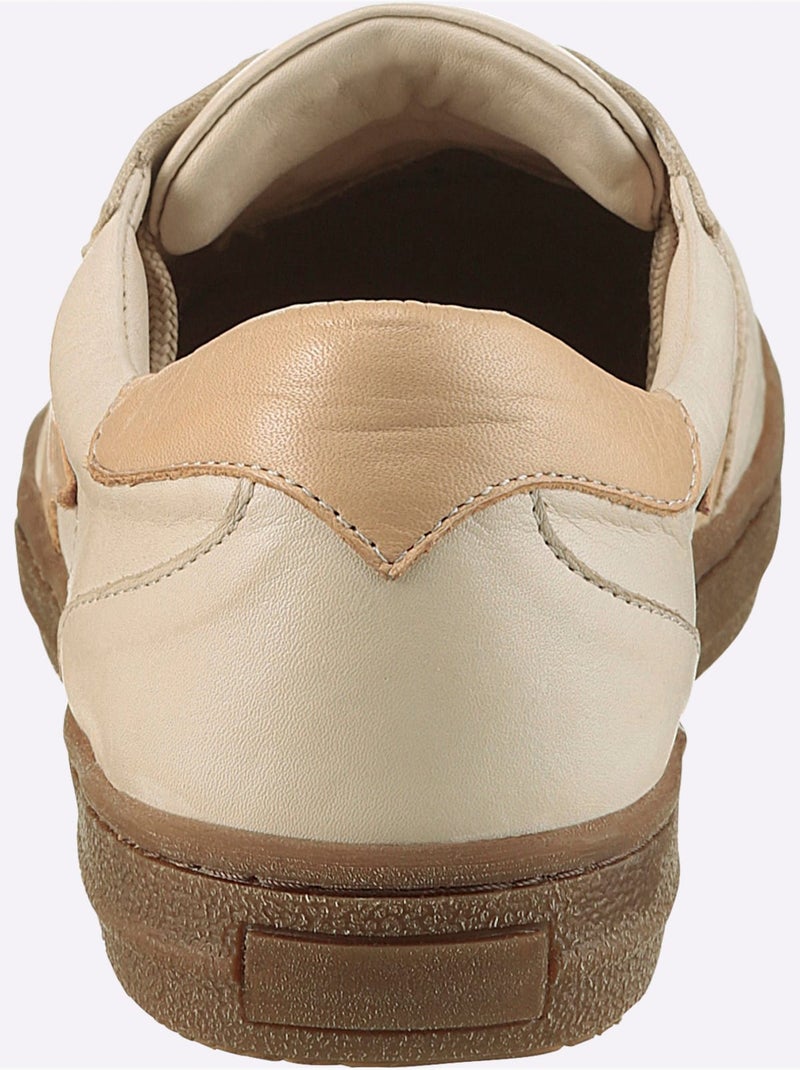 Baskets Cuir Nappa De Vache - Taille Standard - Helline Blanc Marron - Kiabi