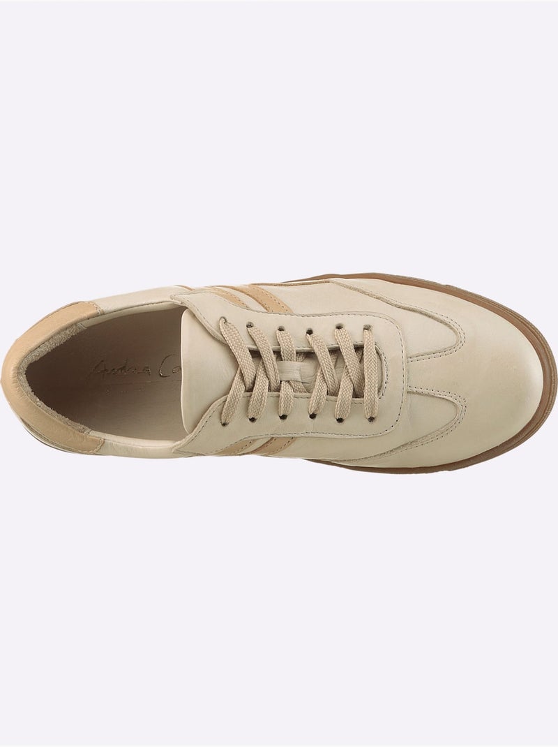 Baskets Cuir Nappa De Vache - Taille Standard - Helline Blanc Marron - Kiabi