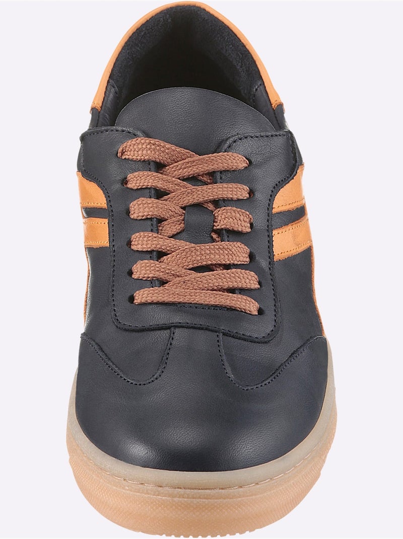 Baskets Cuir Nappa De Vache - Taille Standard - Helline Bleu Orange - Kiabi