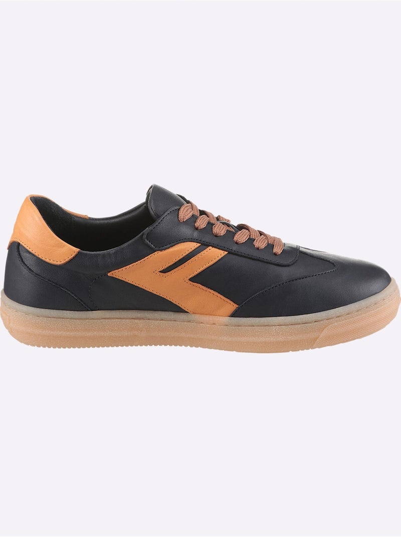 Baskets Cuir Nappa De Vache - Taille Standard - Helline Bleu Orange - Kiabi