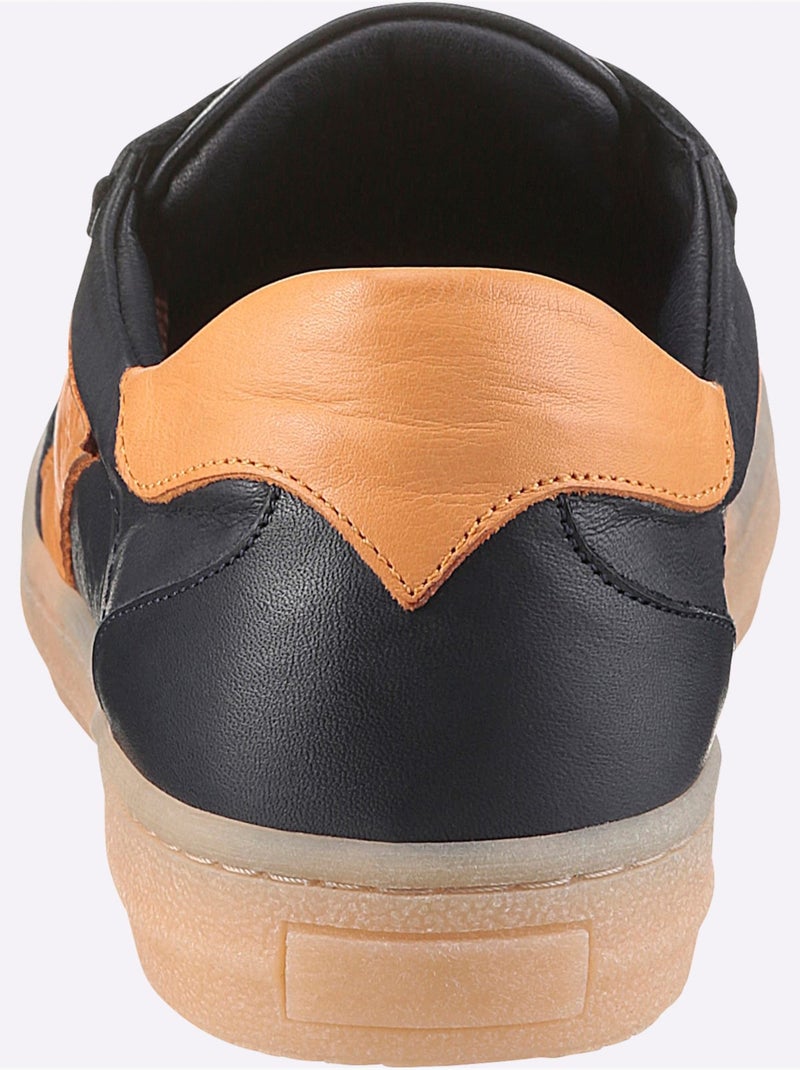 Baskets Cuir Nappa De Vache - Taille Standard - Helline Bleu Orange - Kiabi