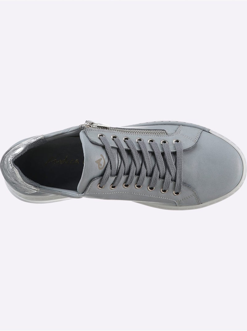 Baskets Cuir Nappa De Vache - Taille Standard - Helline Gris Bleu - Kiabi