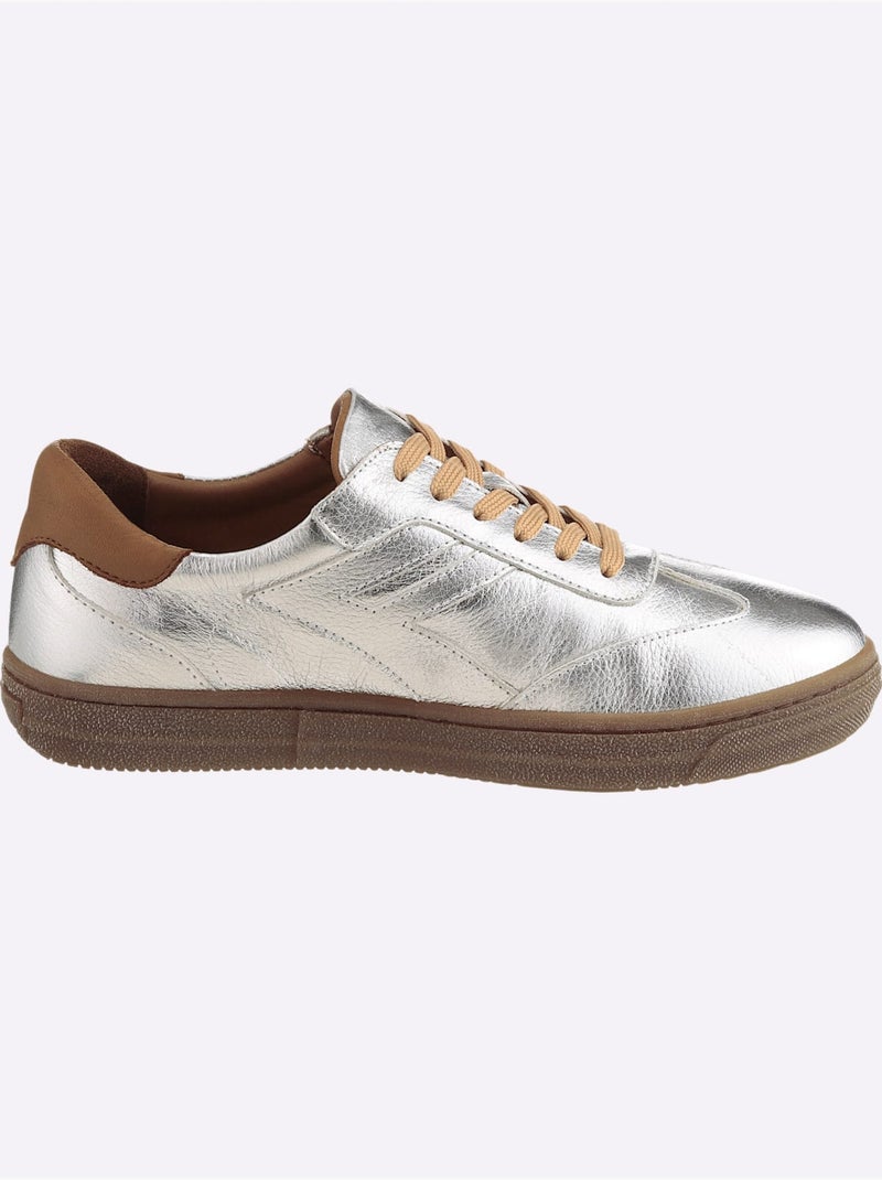 Baskets Cuir Nappa De Vache - Taille Standard - Helline Gris Orange - Kiabi