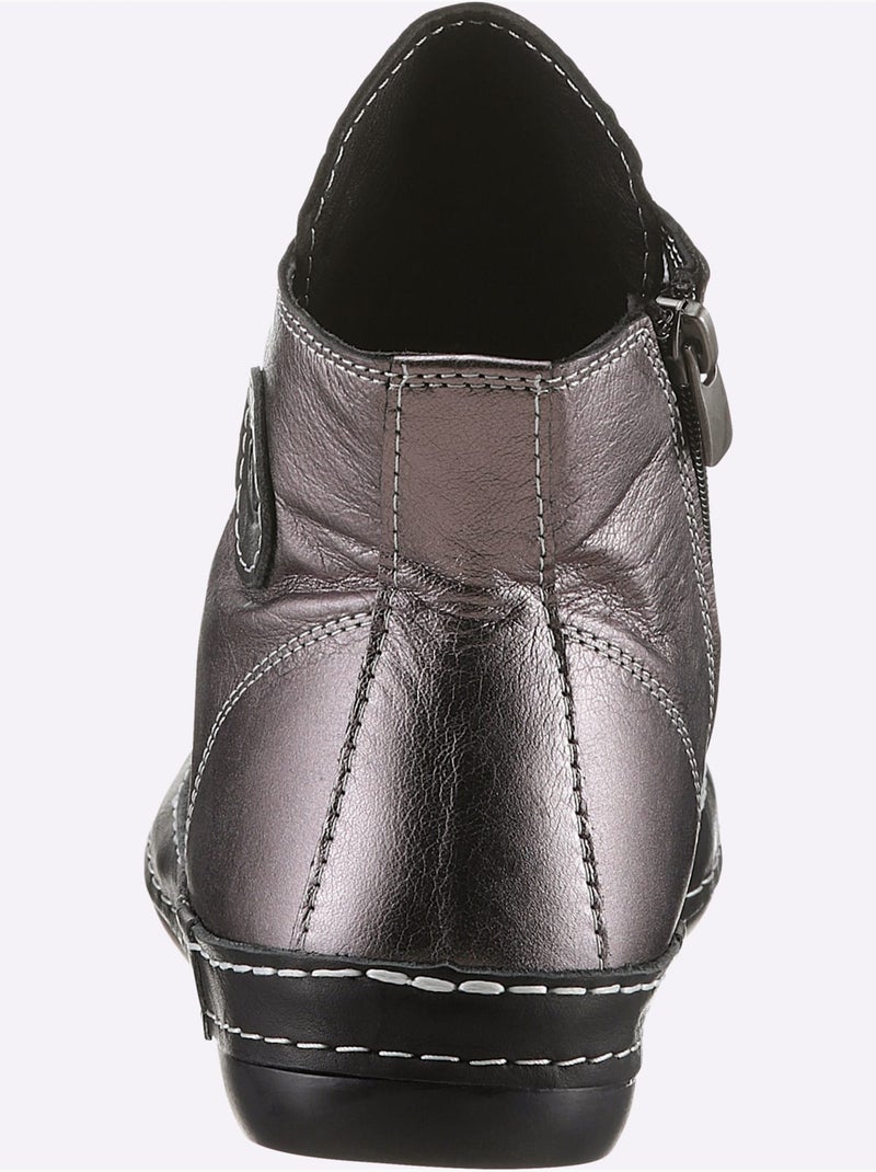 Baskets Cuir Nappa De Vache - Taille Standard - Helline Noir Gris - Kiabi