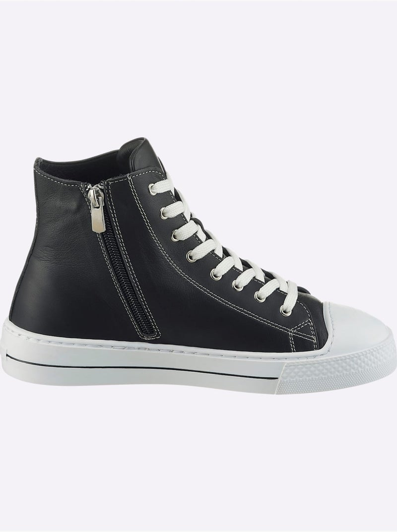 Baskets Cuir Nappa De Vache - Taille Standard - Helline Noir - Kiabi