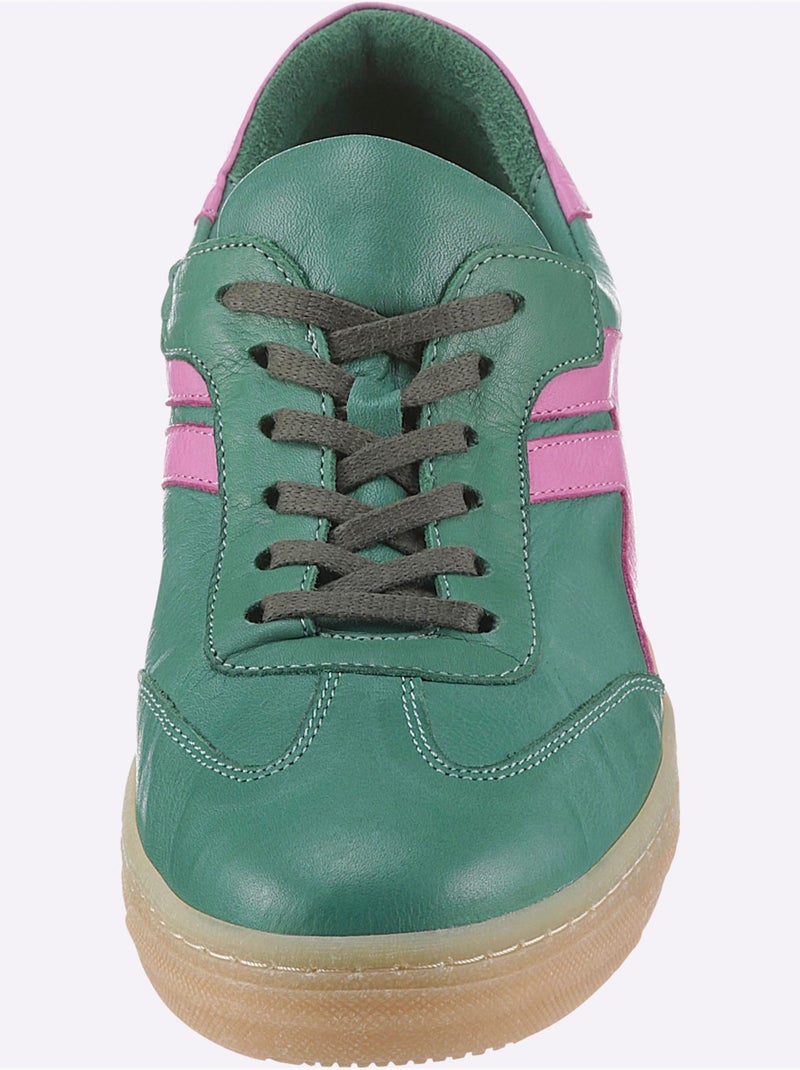 Baskets Cuir Nappa De Vache - Taille Standard - Helline Rose/Vert - Kiabi