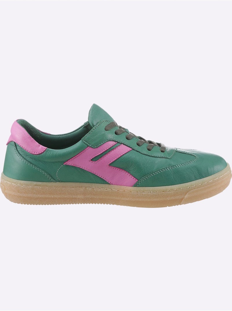 Baskets Cuir Nappa De Vache - Taille Standard - Helline Rose/Vert - Kiabi
