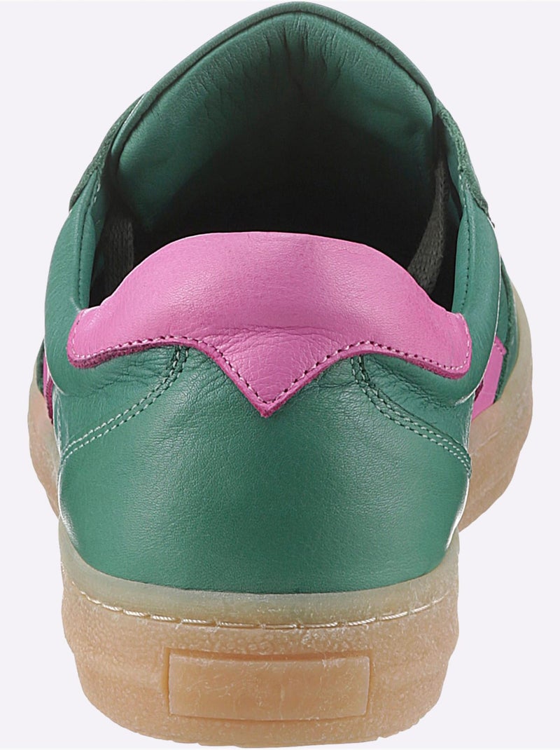 Baskets Cuir Nappa De Vache - Taille Standard - Helline Rose/Vert - Kiabi