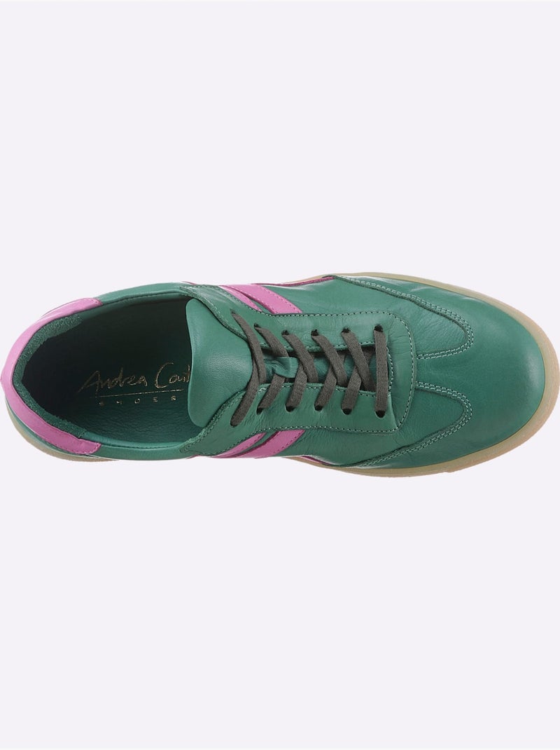 Baskets Cuir Nappa De Vache - Taille Standard - Helline Rose/Vert - Kiabi