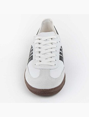 BASKETS CUIR NATUREL BLANC