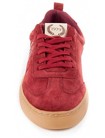 BASKETS CUIR NATUREL BORDEAUX
