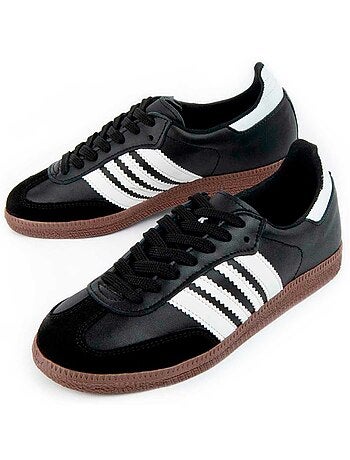 BASKETS CUIR NATUREL NOIR