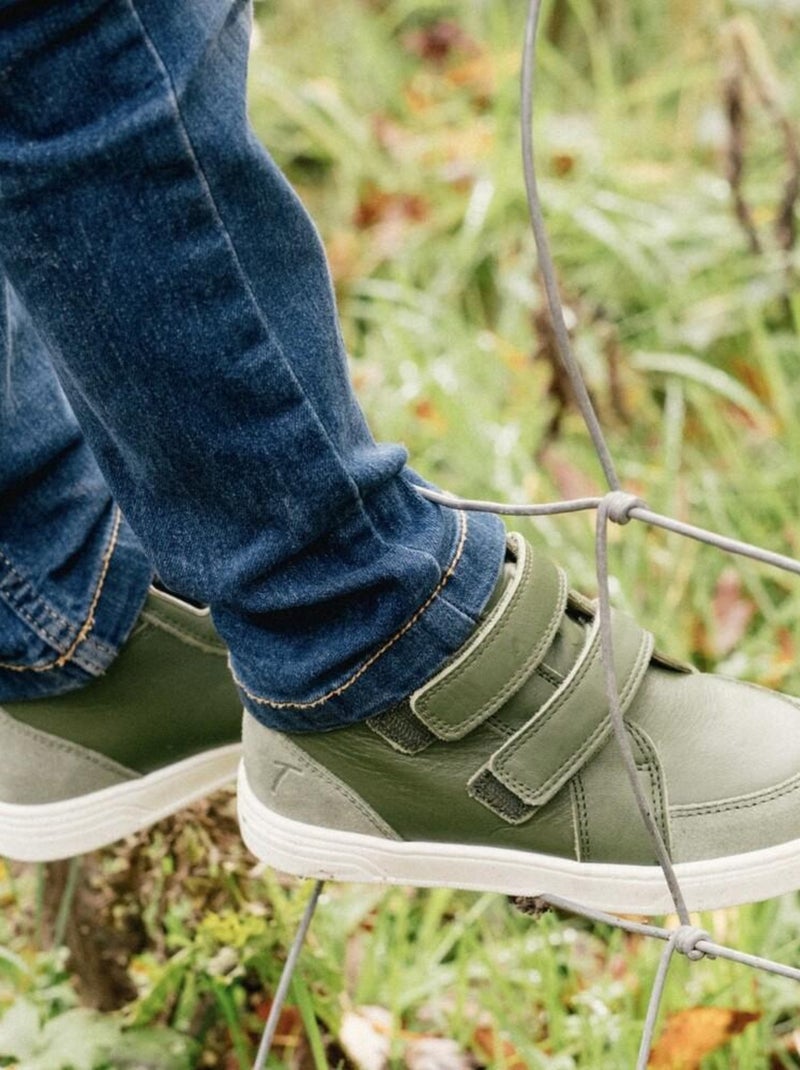 Baskets cuir Sneacky Vert kaki - Kiabi