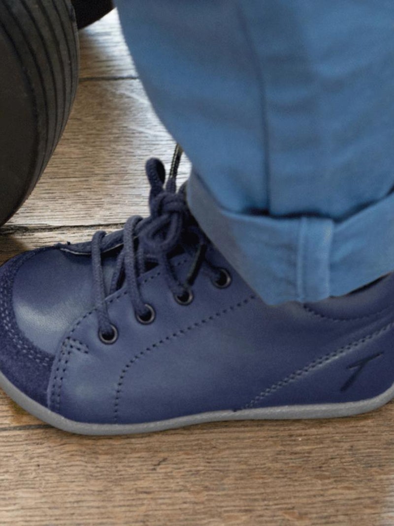 Baskets cuir Sporti Bleu marine - Kiabi