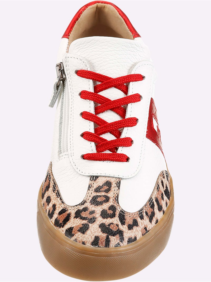 Baskets Cuir Vachette - Taille Standard - Helline Blanc Rouge - Kiabi