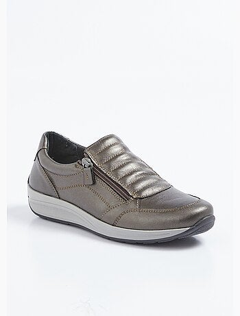 Baskets cuir zippées largeur confort - afibel