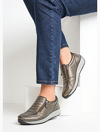 Baskets cuir zippées largeur confort - afibel