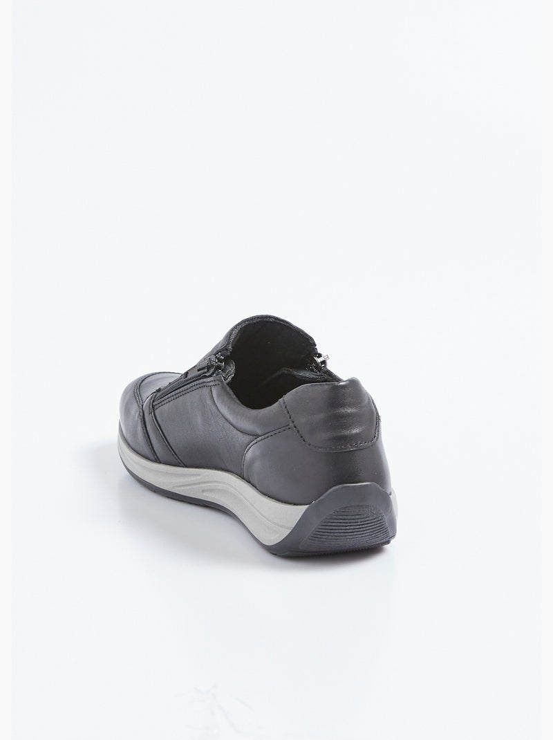 Baskets cuir zippées largeur confort - afibel Noir - Kiabi