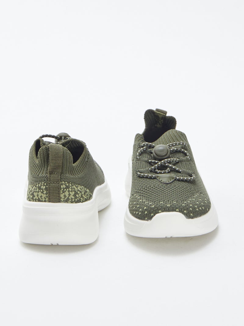 Baskets de running avec lacets élastiqués KAKI - Kiabi