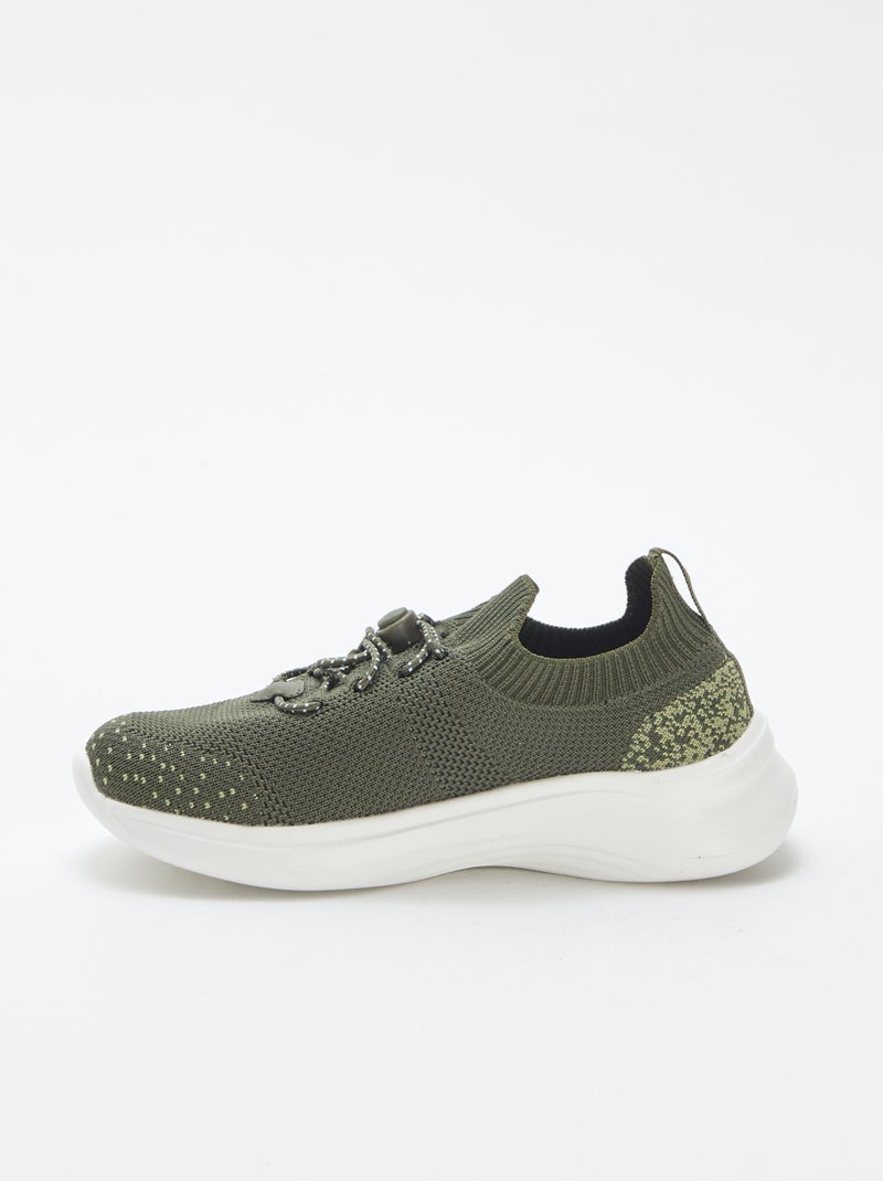 Baskets de running avec lacets élastiques KAKI - Kiabi