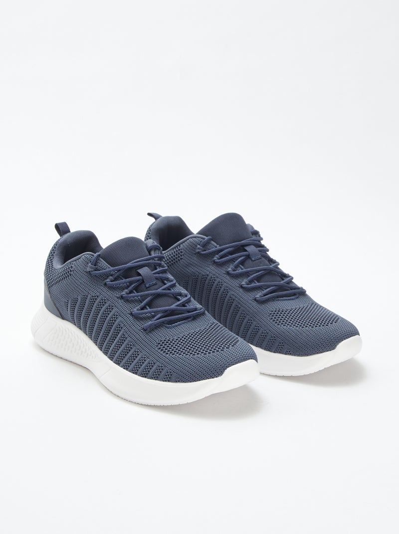 Baskets de running unies à lacets Bleu - Kiabi
