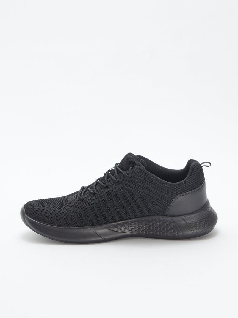 Baskets de running unies à lacets Noir - Kiabi
