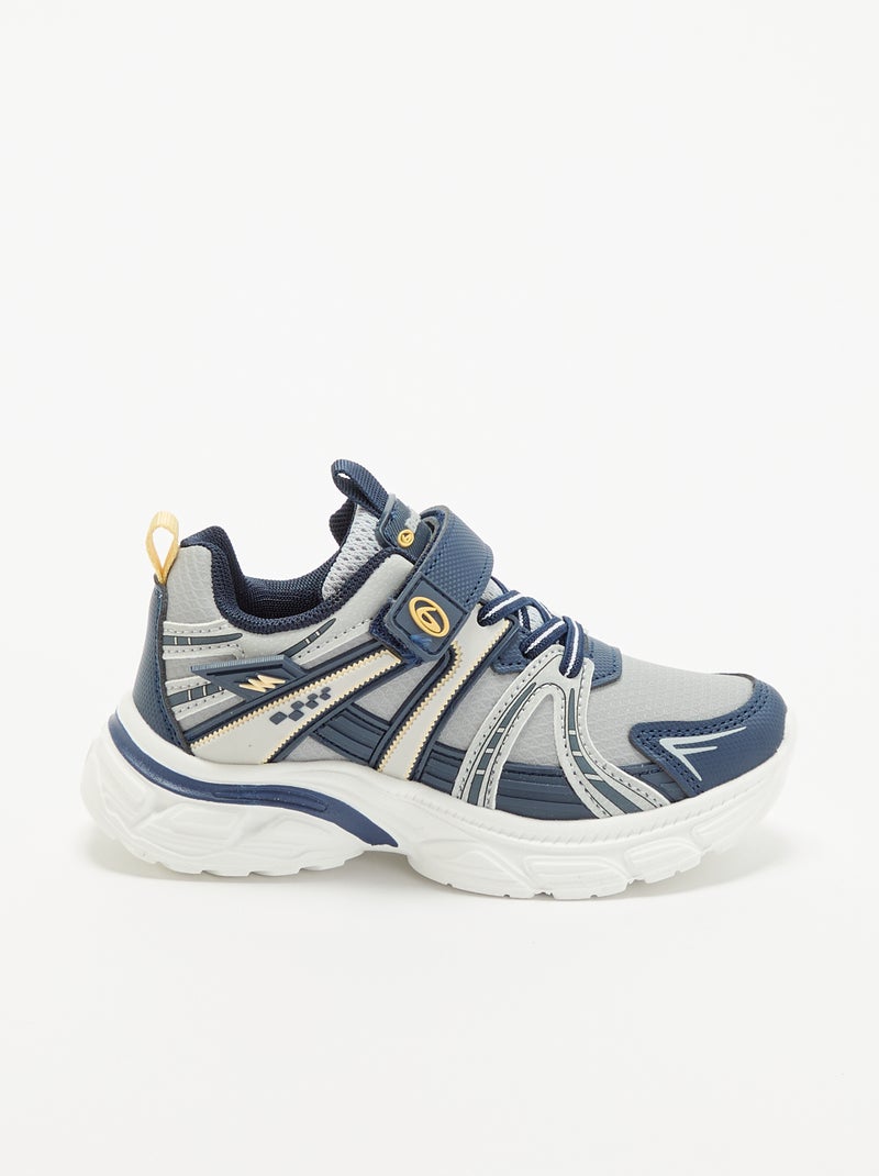 Baskets de sport à scratchs et lacets élastiqués Bleu - Kiabi