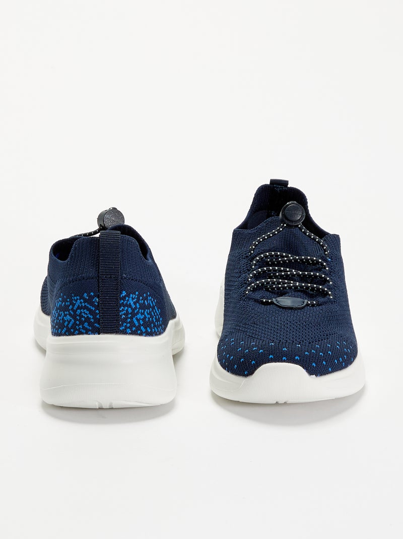 Baskets de sport en mesh avec lacets + stoppers Bleu - Kiabi