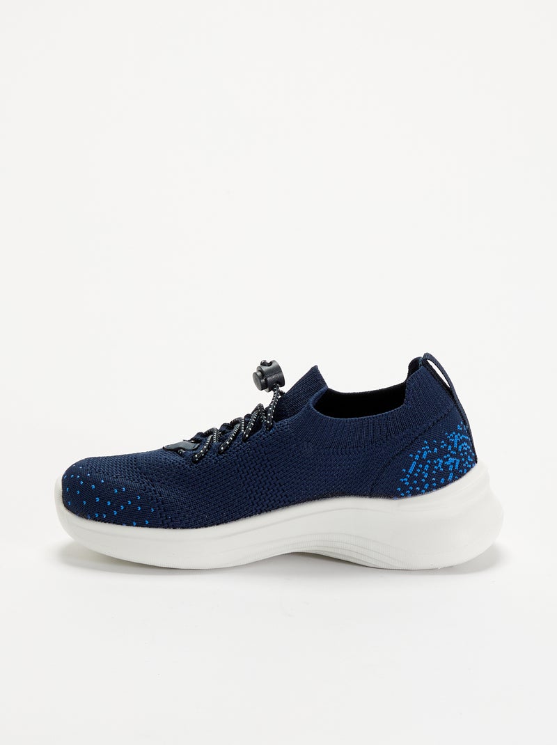 Baskets de sport en mesh avec lacets + stoppers Bleu - Kiabi