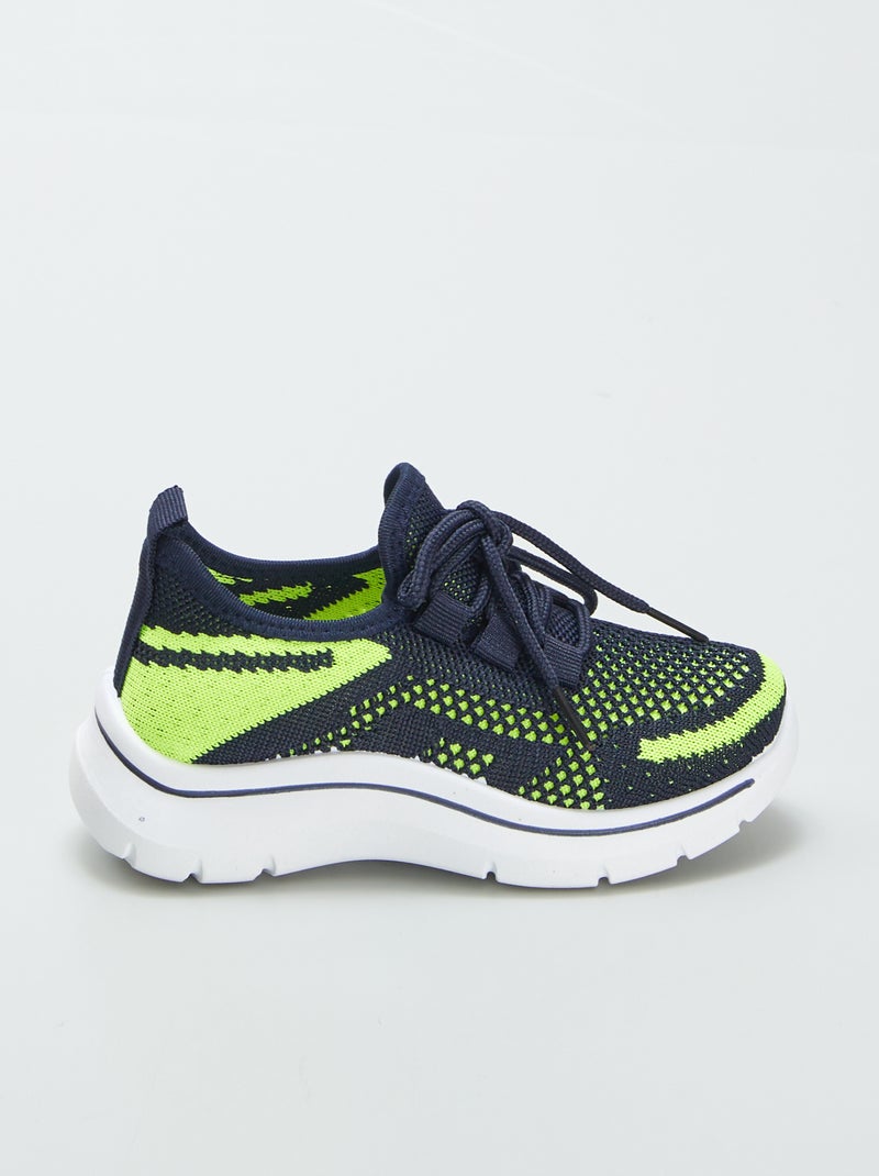 Baskets de sport en mesh bicolore Bleu - Kiabi