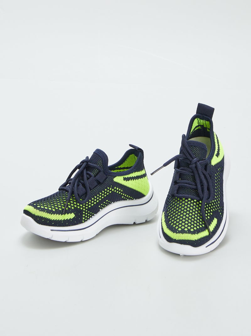 Baskets de sport en mesh bicolore Bleu - Kiabi