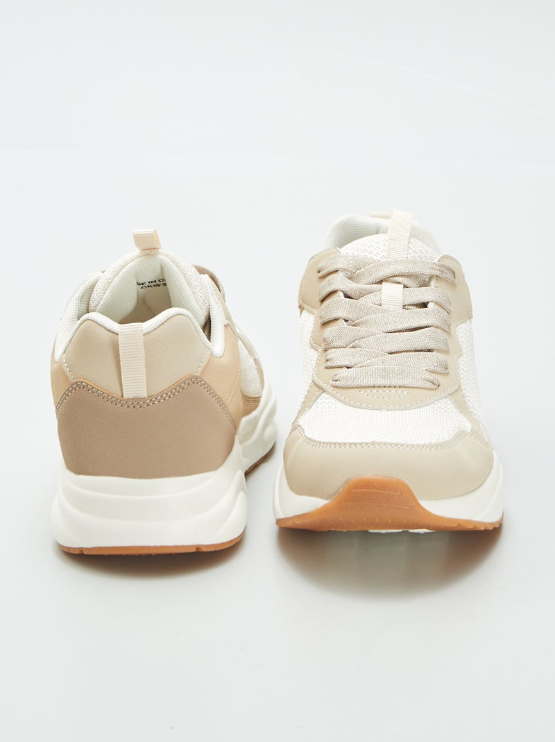 Baskets de sport pailletées Beige - Kiabi