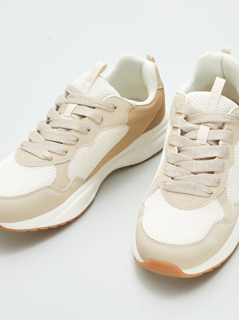 Baskets de sport pailletées Beige - Kiabi